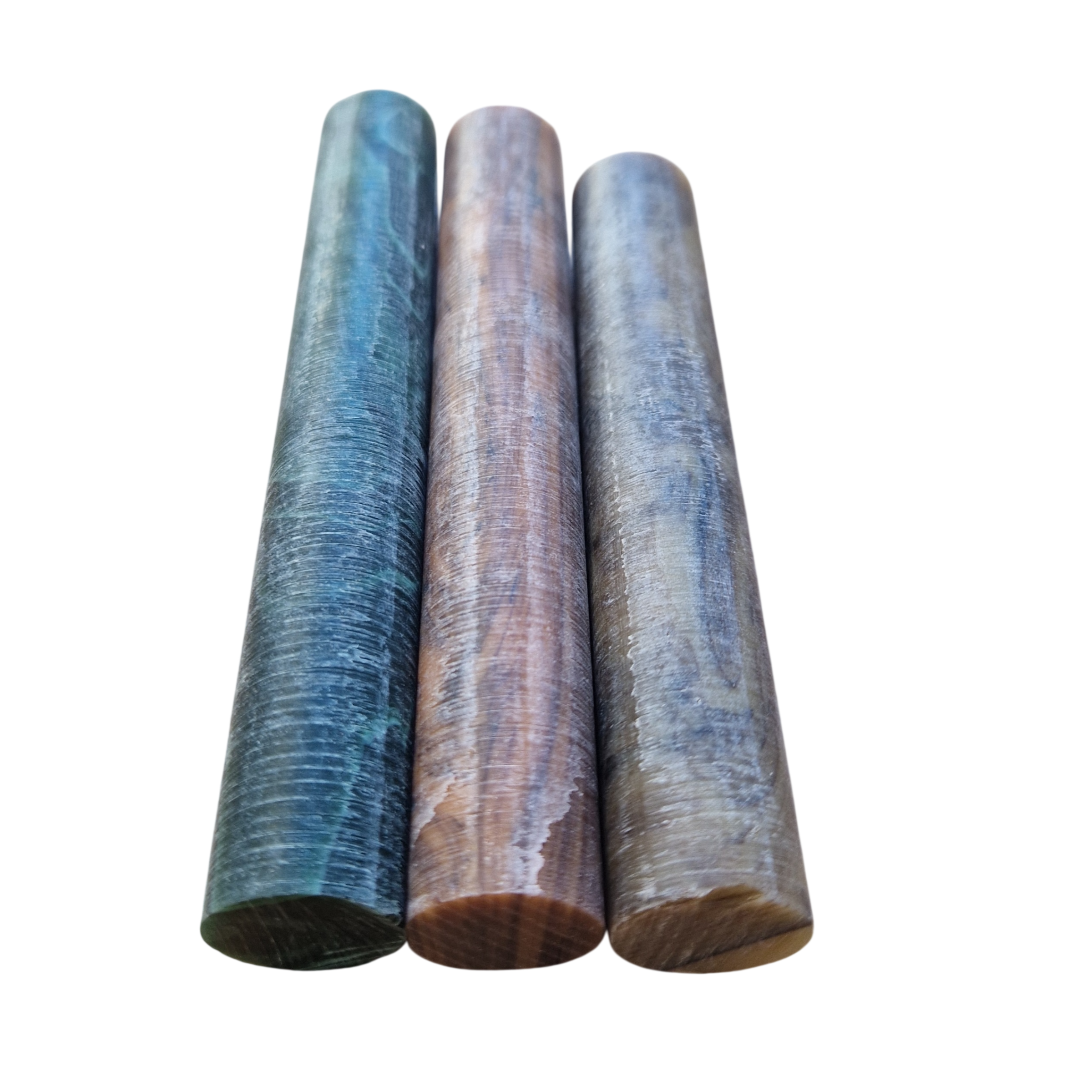 Acrylic rod set - Ø16 - L7 cm - raw - Malachit/Cumberland Orange/Corozo