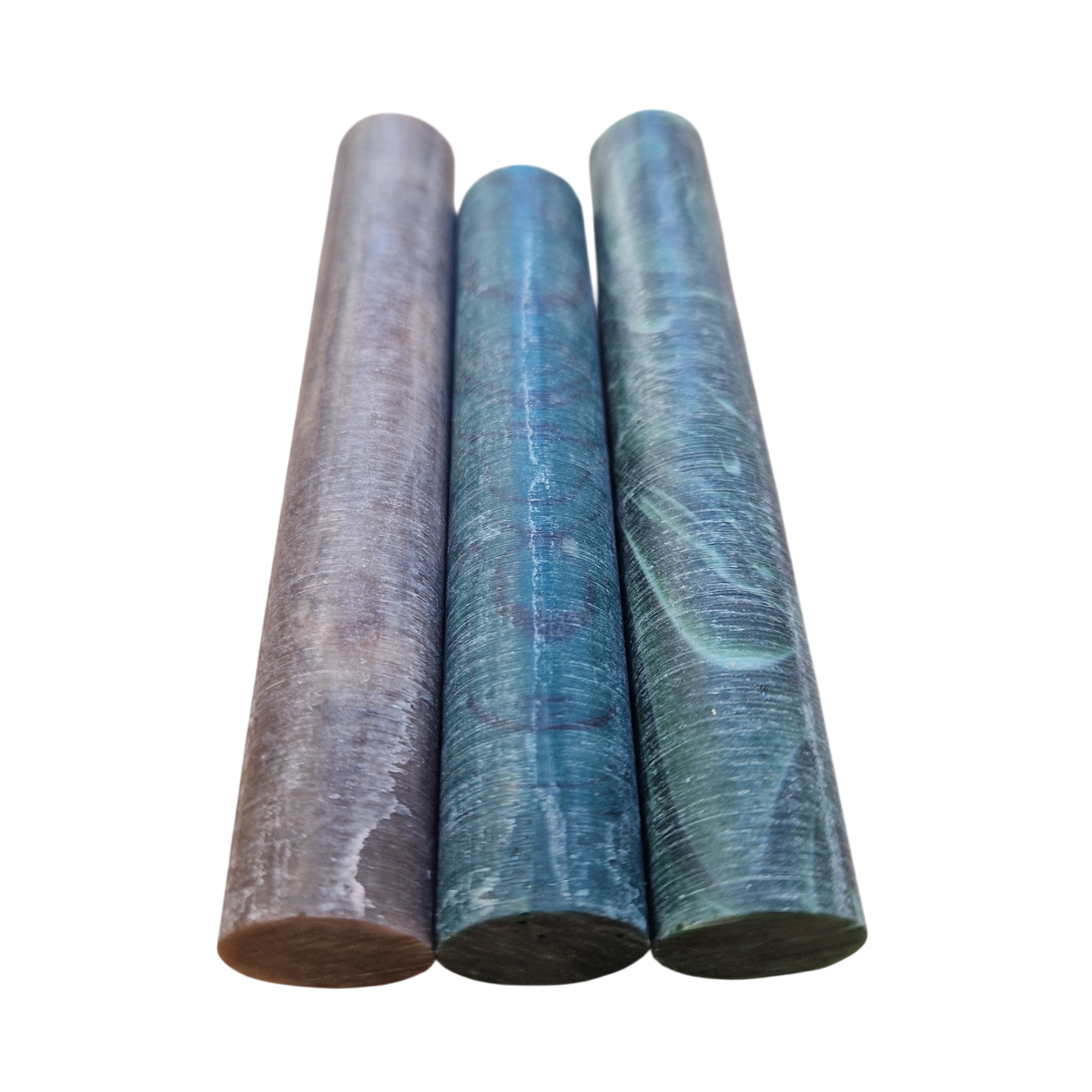 Acrylic rod set - Ø16 - L7 cm - raw - Malachit/Cumberland Green/Corozo