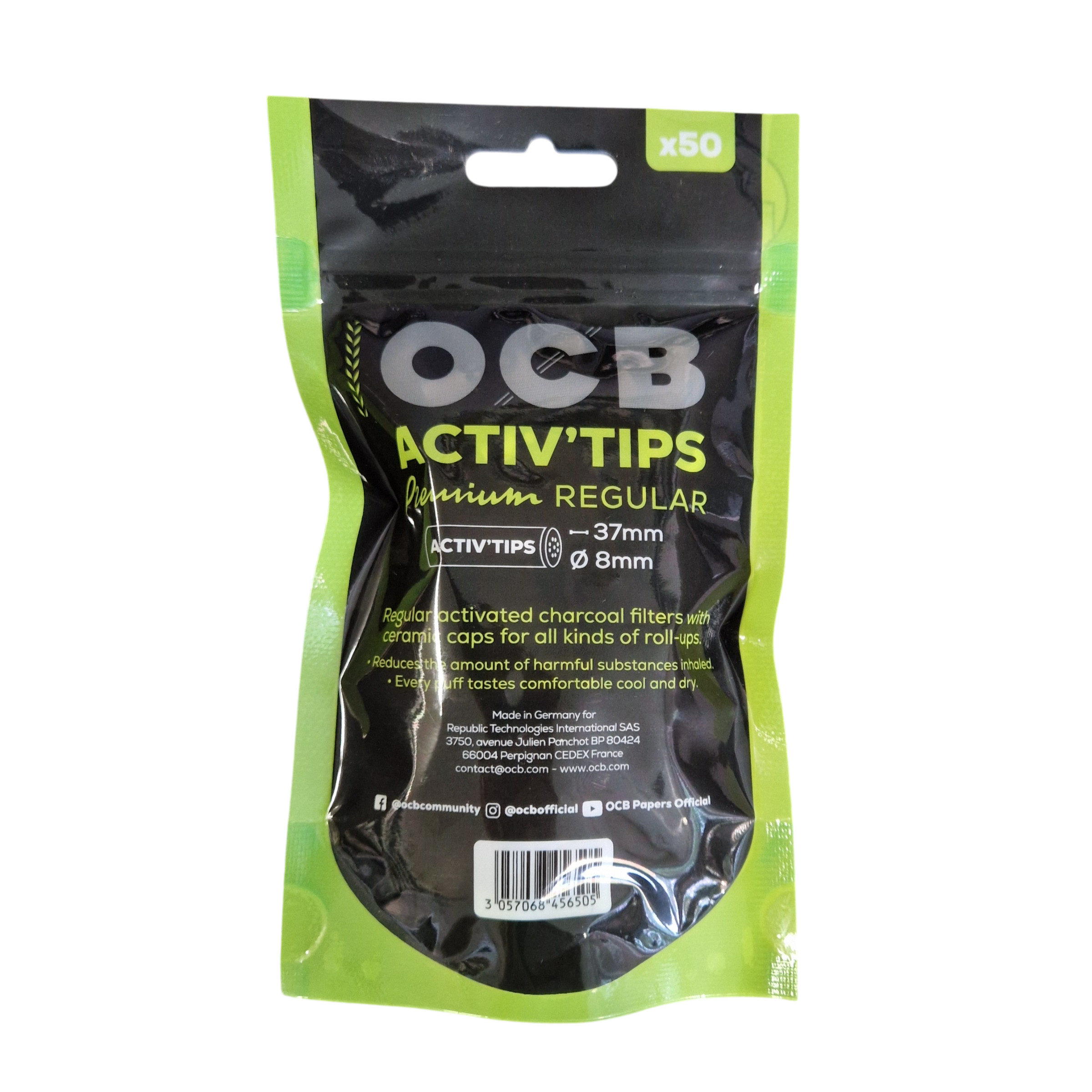 OCB Activated Charcoal Filter - 8 mm - 50 filters