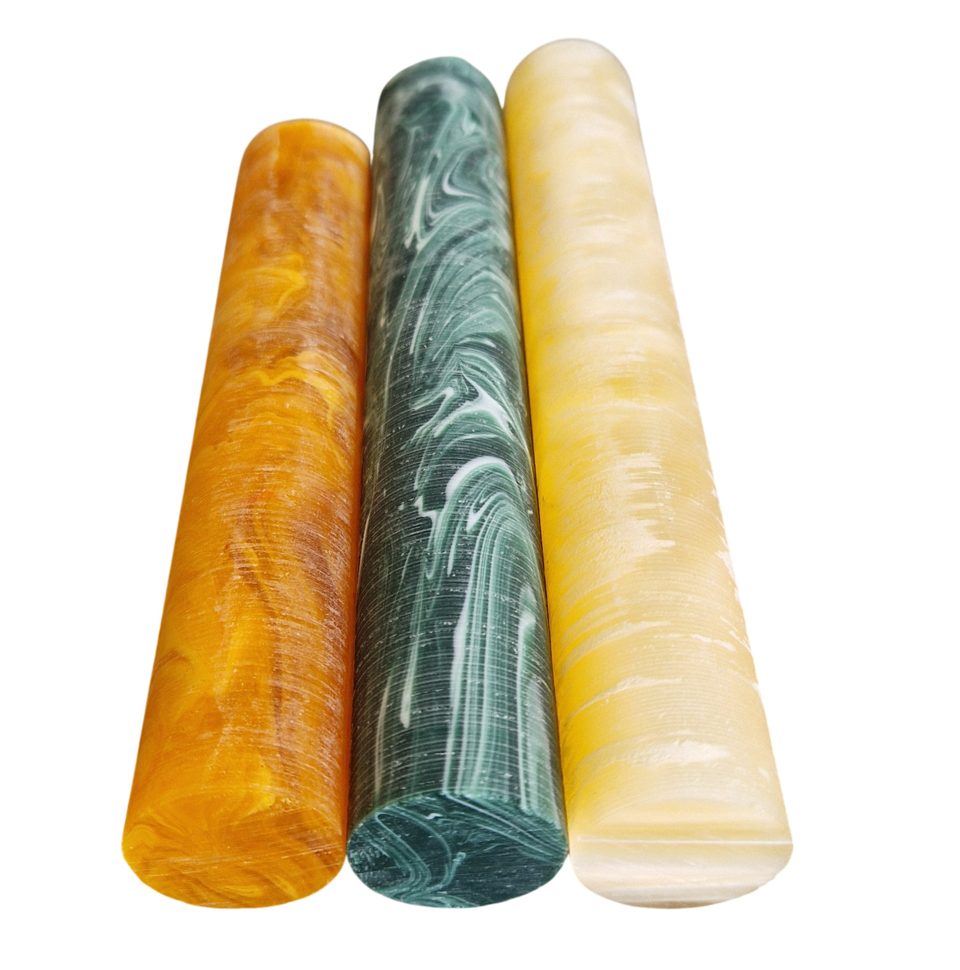 Acrylic rod set - Ø24 - L13 cm - raw - Amber / Ivory / Malachite