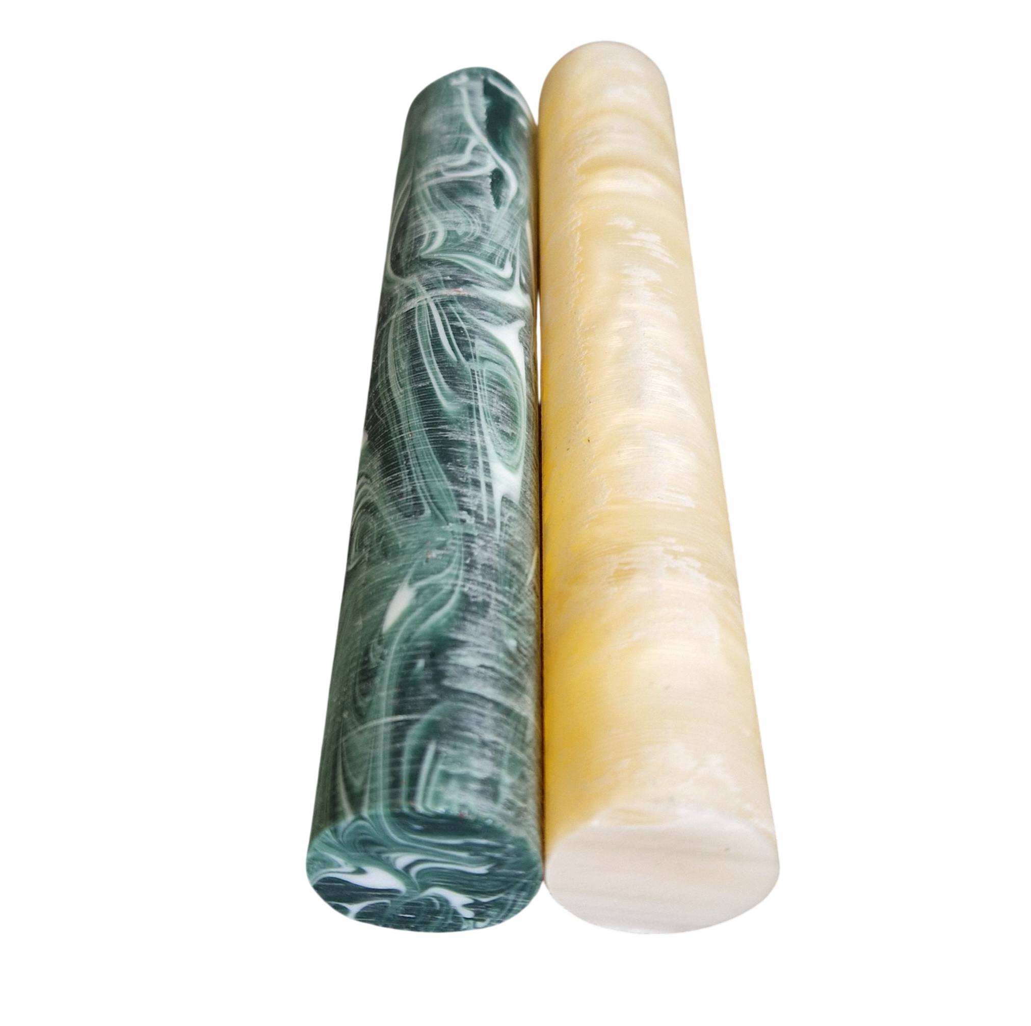 Acrylic rod set - Ø24 - L15 cm - raw - Ivory / Malachite