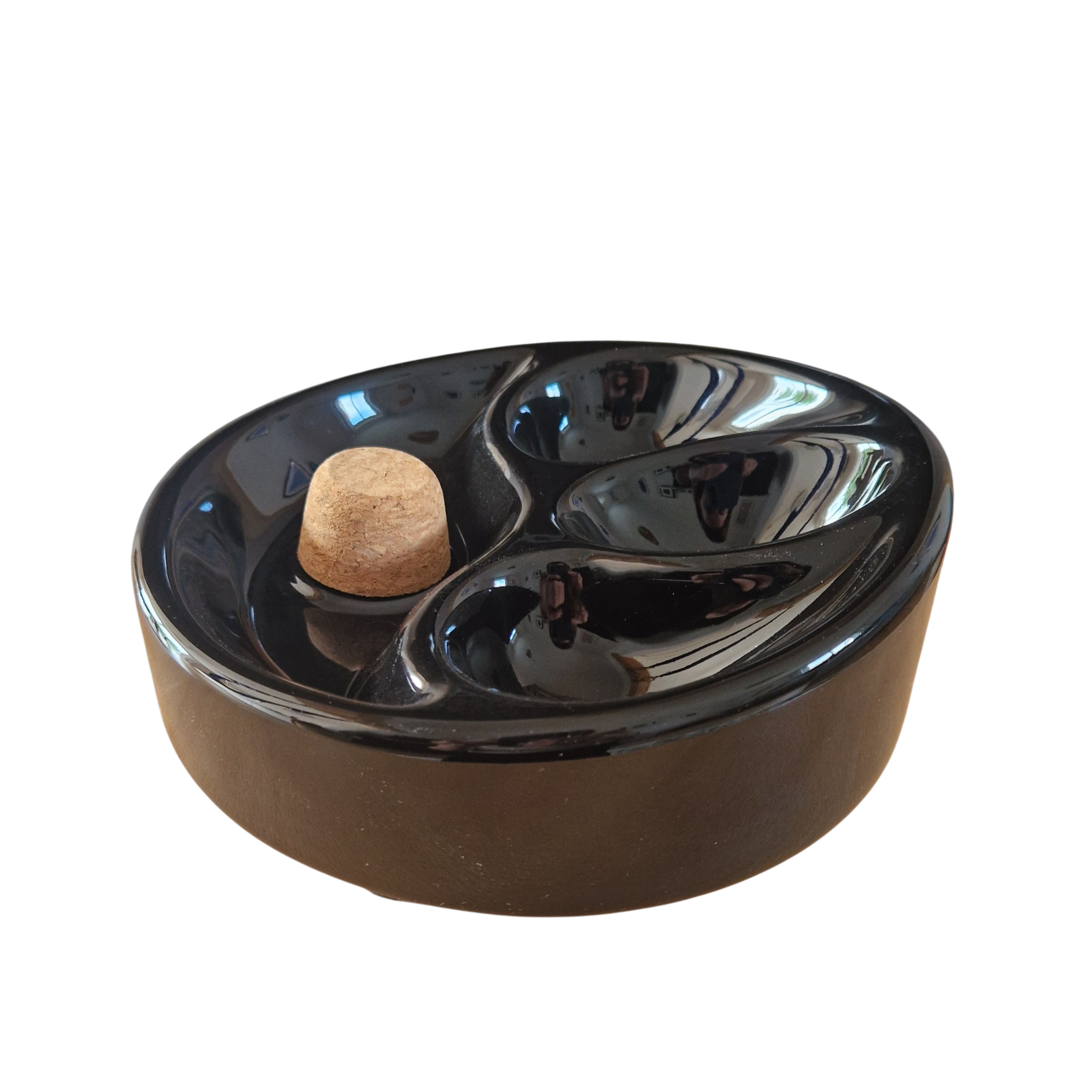 Pipe ashtray - ceramic - glossy black
