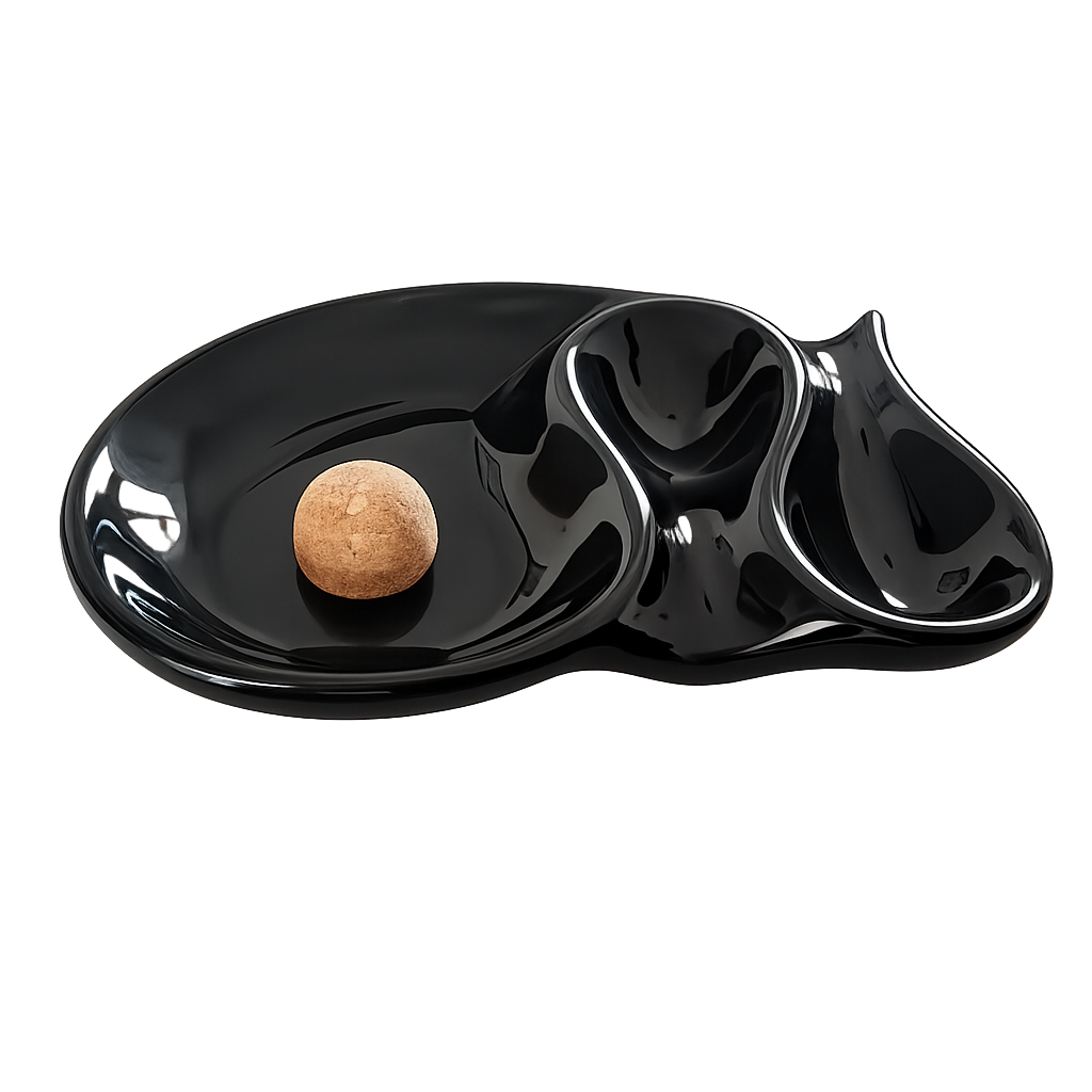 Pipe ashtray - ceramic - glossy black