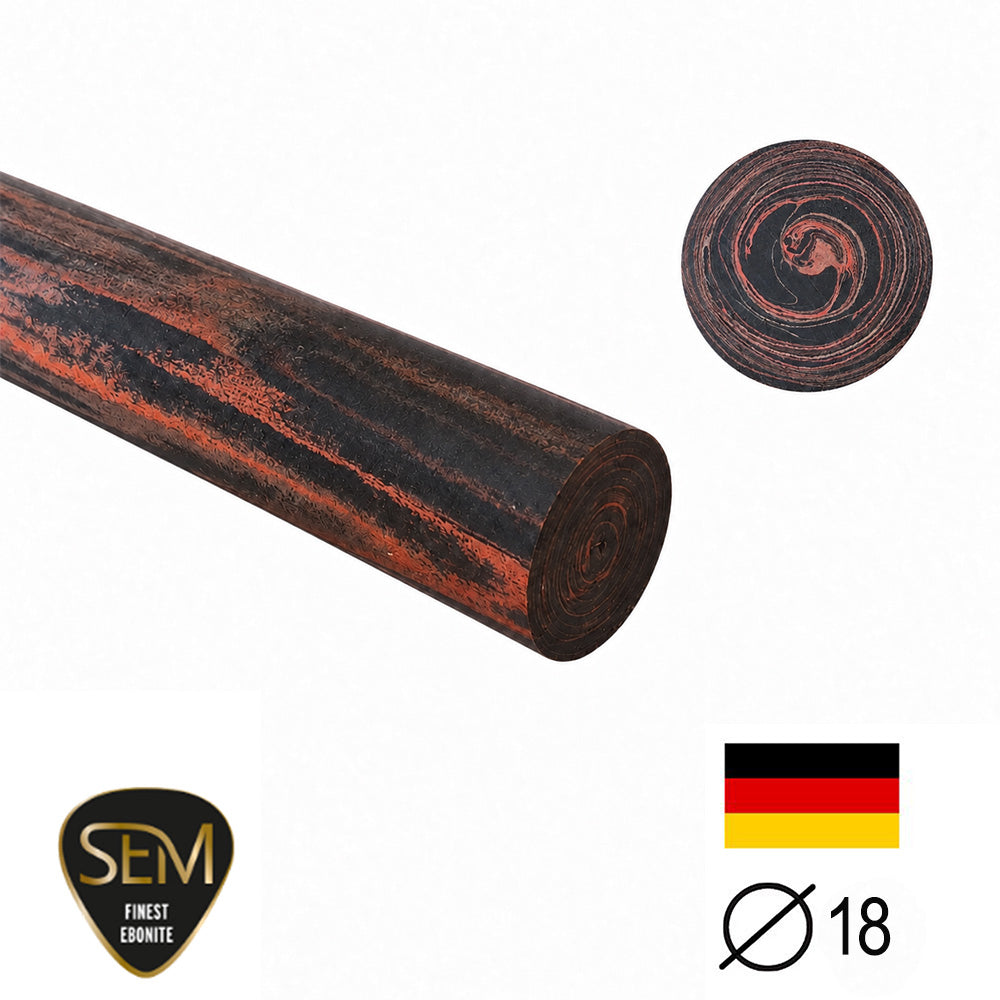 Ebonit-Stange SEM - Ø18 - 25 cm - Geschliffen - Cumberland/Braun