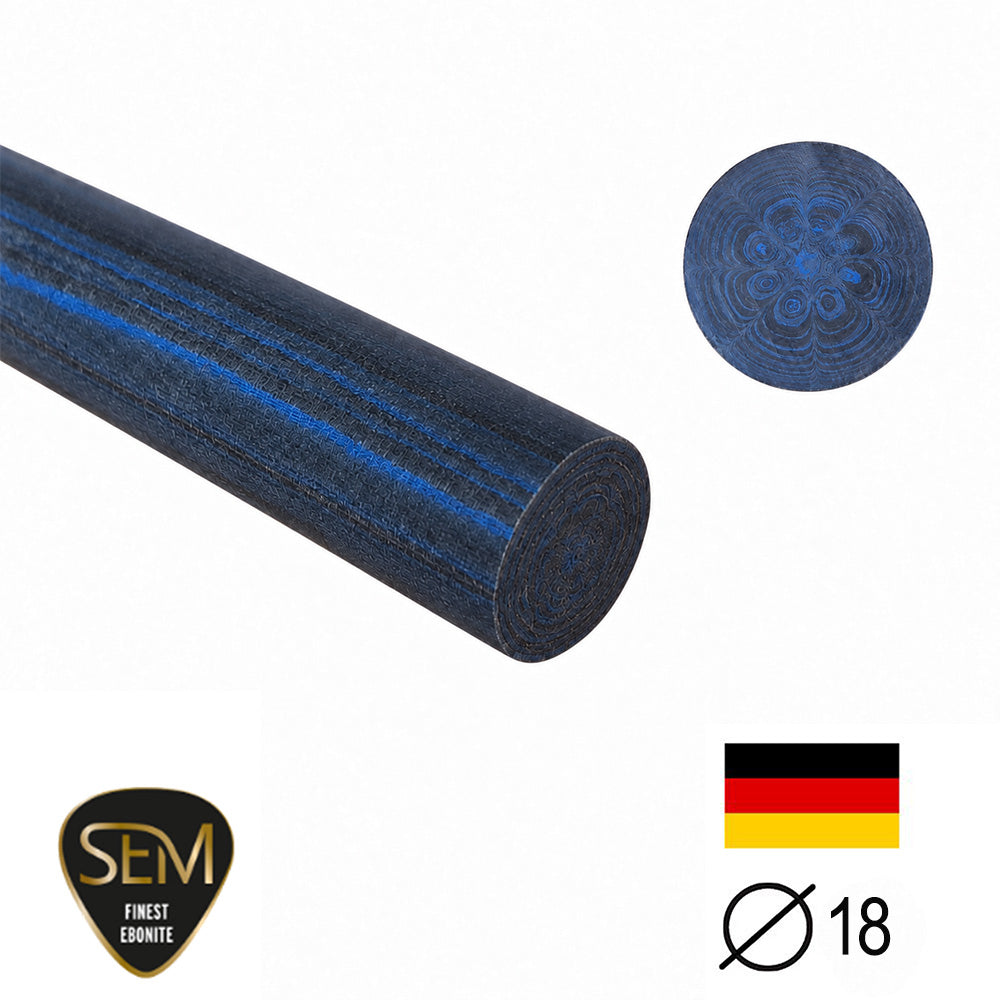 Ebonite rod SEM - Ø18 - 25 cm - Polished - Denim Blue