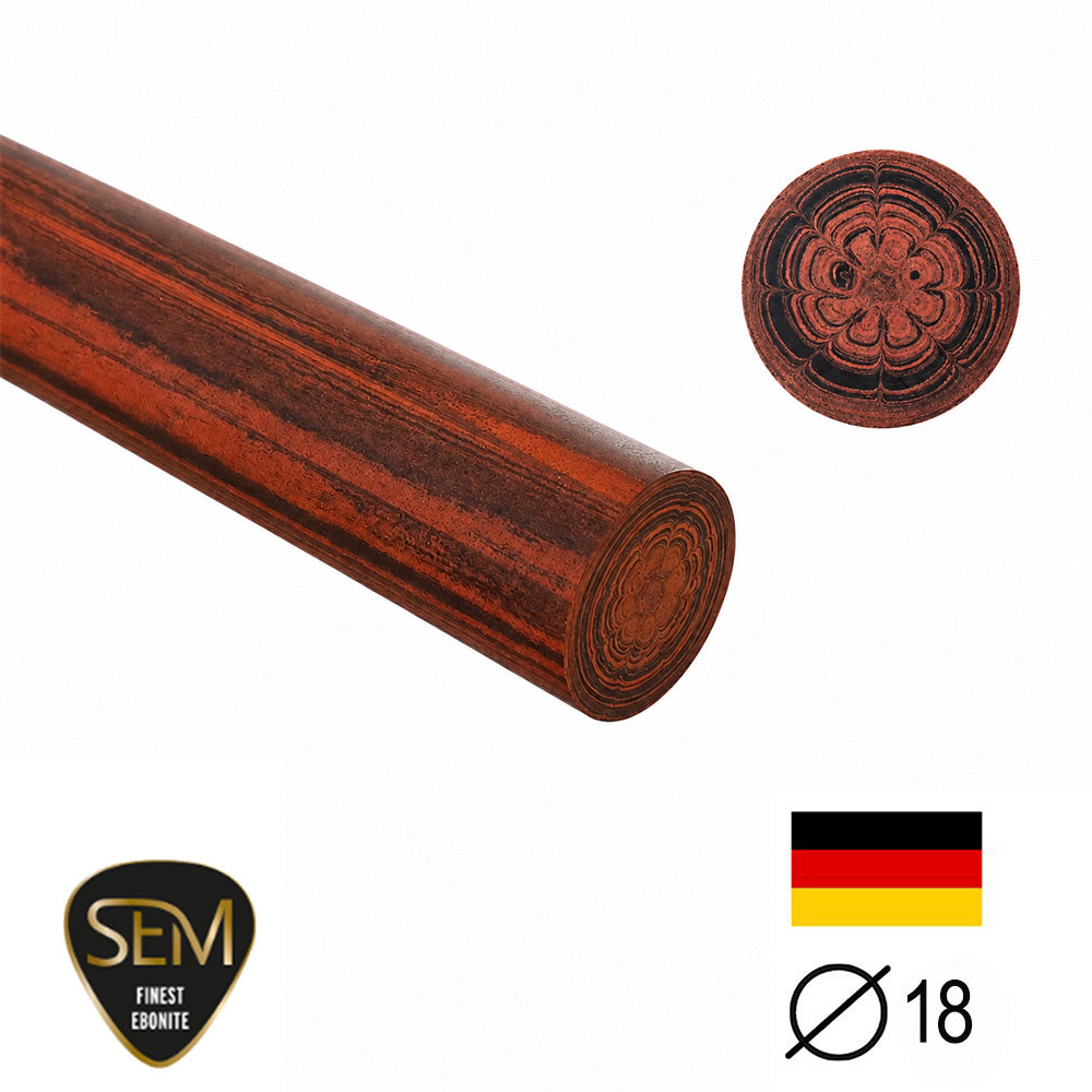 Ebonit-Stange SEM - Ø18 - 25 cm - Geschliffen - Cumberland 01/8