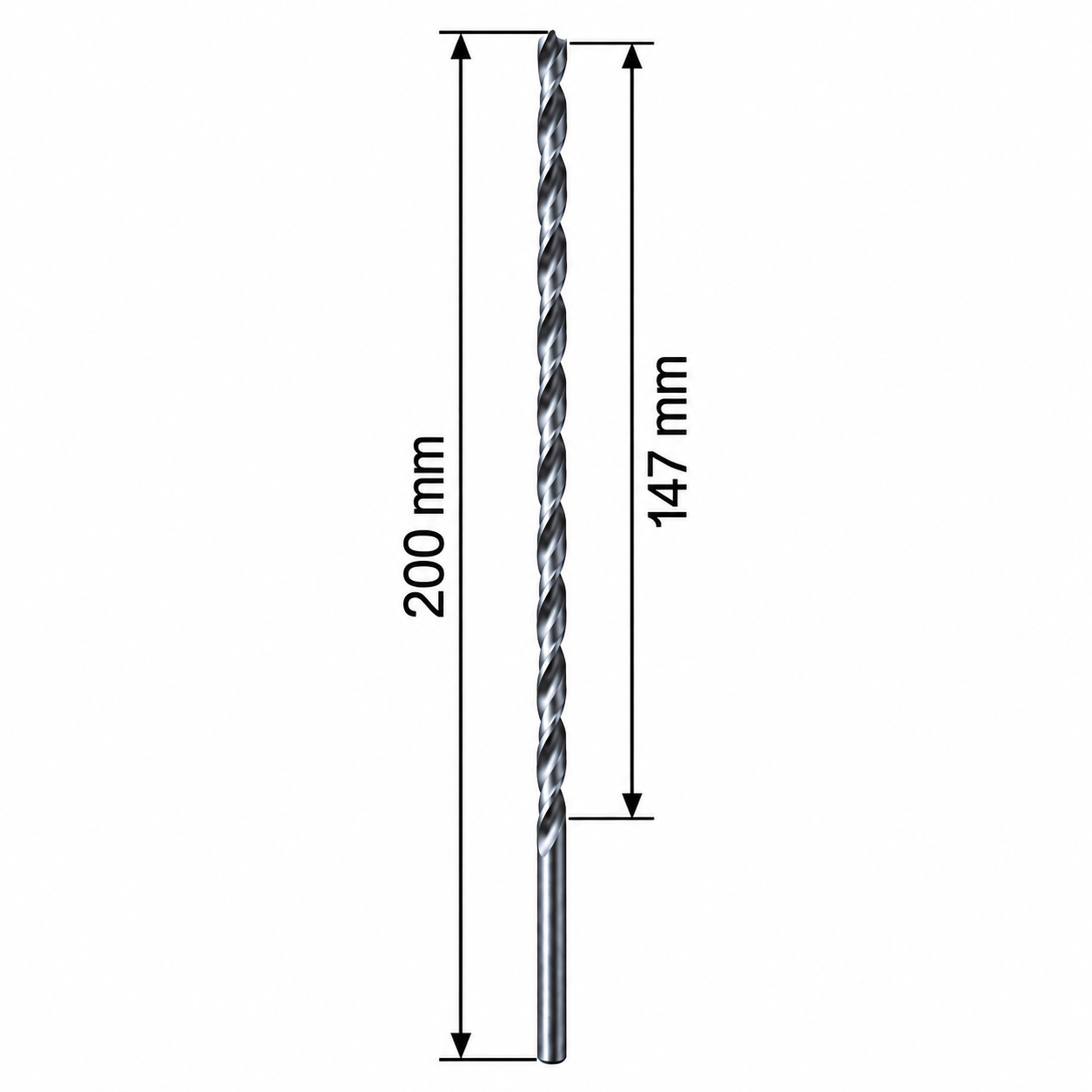 Drill for smoke channel - Length 200 mm - Diameter 4.0 mm