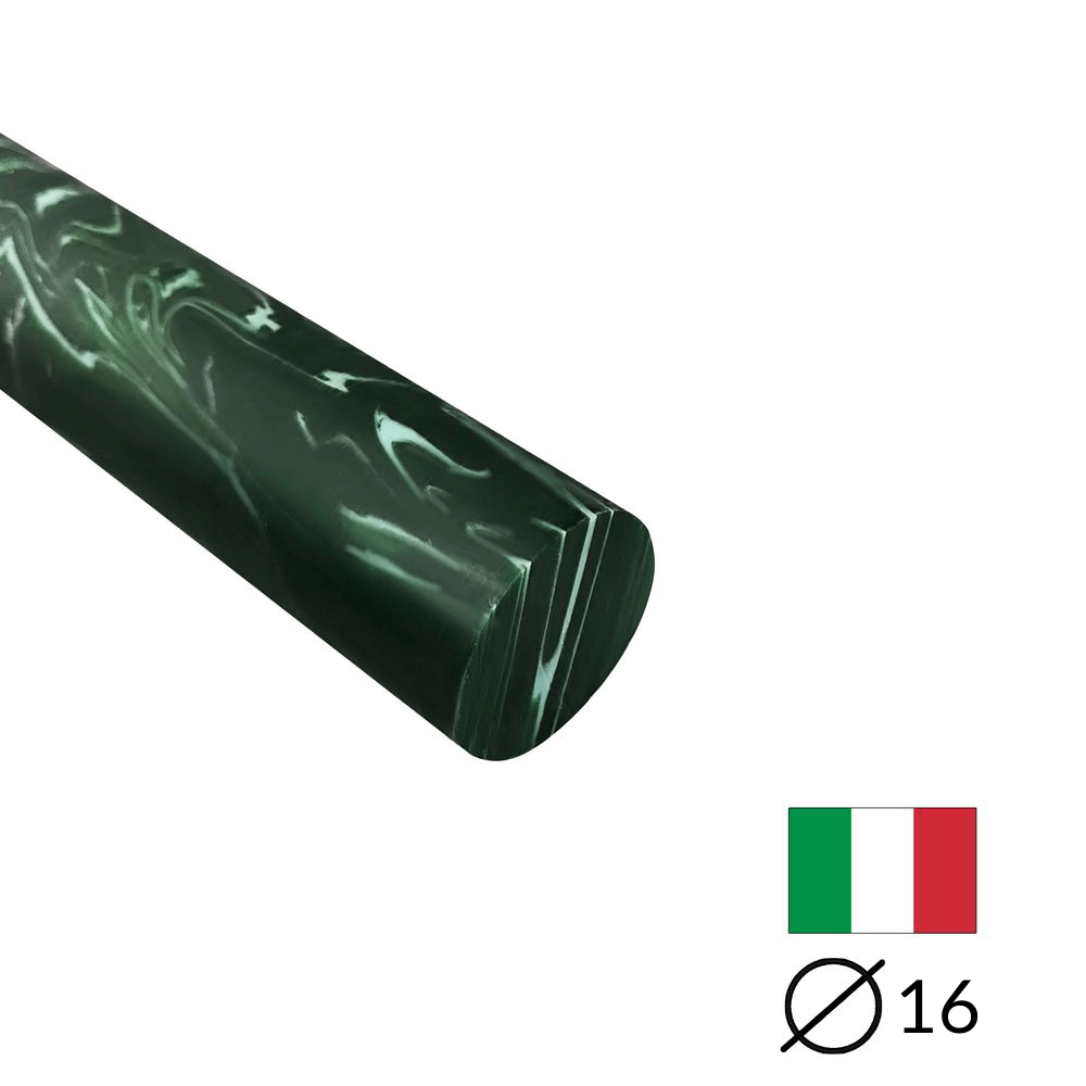Acryl-Stange - Ø16 - L25 cm - Roh - Malachit - Pfeifenecke