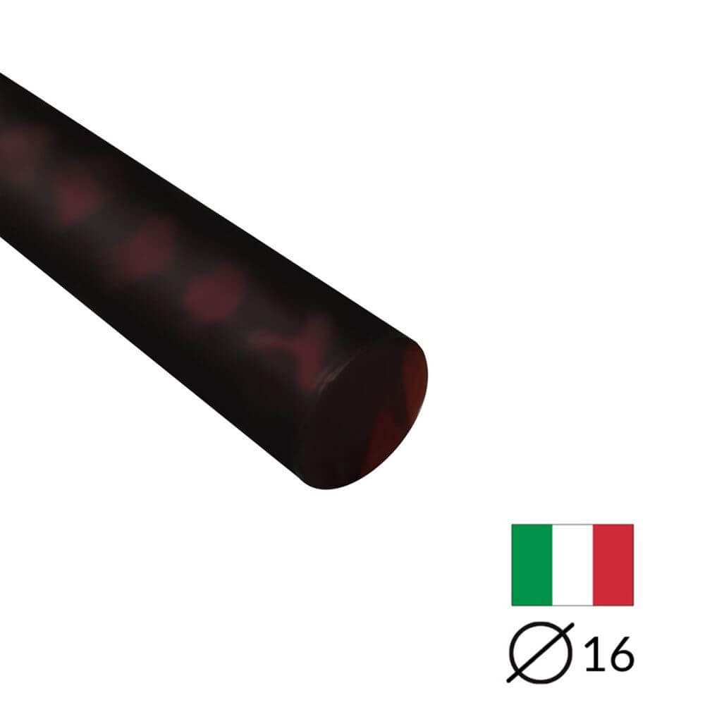 Acryl-Stange - Ø16 - L25 cm - Roh - Tortuga rot - Pfeifenecke