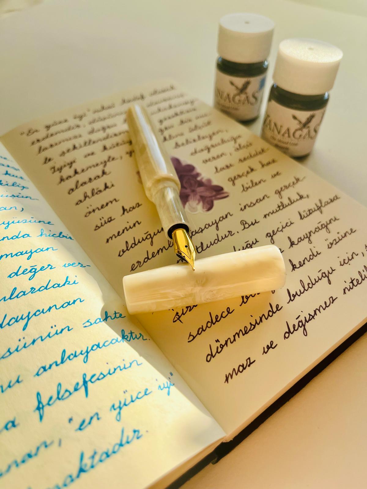 Acryl-Stange - Ø20 - L25 cm - Roh - Avorio venato - Pfeifenecke