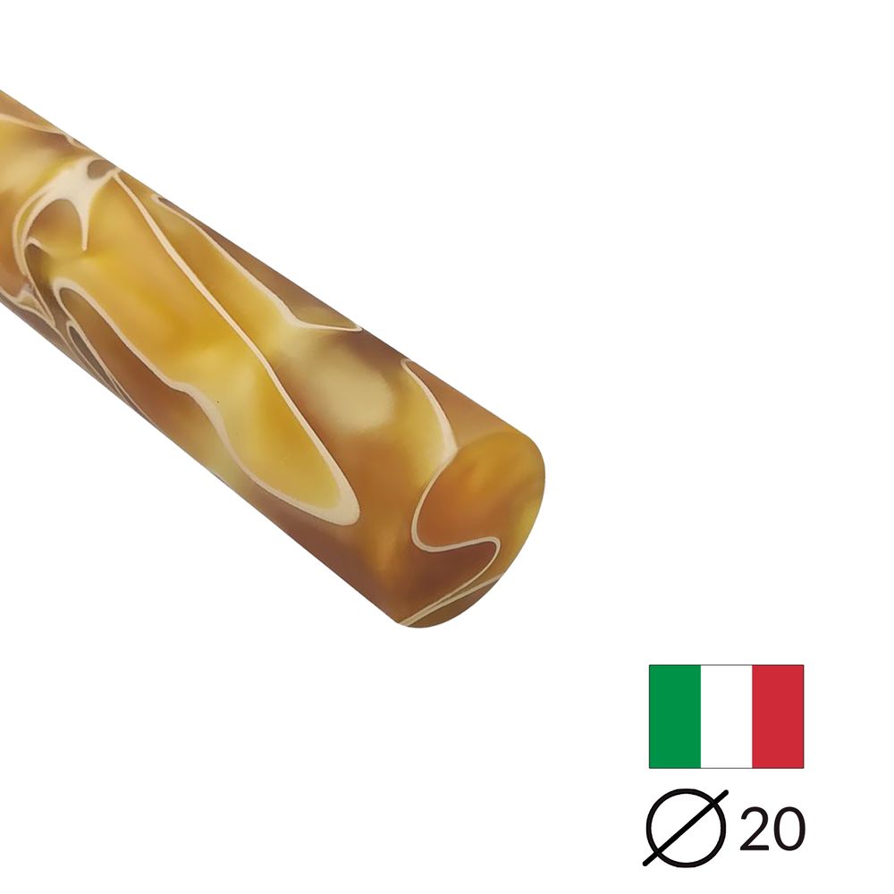 Acryl-Stange - Ø20 - L25 cm - Roh - M-Gelb - Pfeifenecke