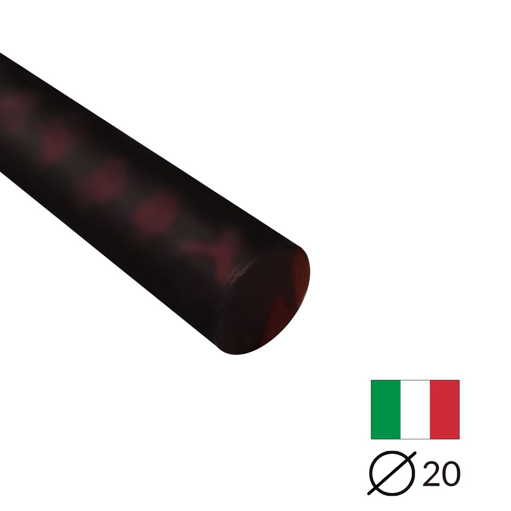 Acryl-Stange - Ø20 - L50 cm - Roh - Tortuga rot - Pfeifenecke