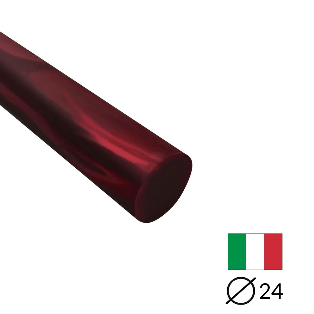 Acryl-Stange - Ø24 - L25 cm - Roh - Rot - Pfeifenecke