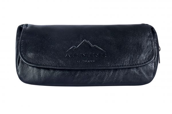 Alpenleder Pfeifentasche LUIS für zwei Pfeifen - Ebenholz - Pfeifenecke