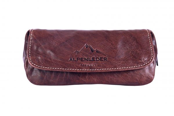 Alpenleder Pfeifentasche LUIS für zwei Pfeifen - Brandy - Pfeifenecke