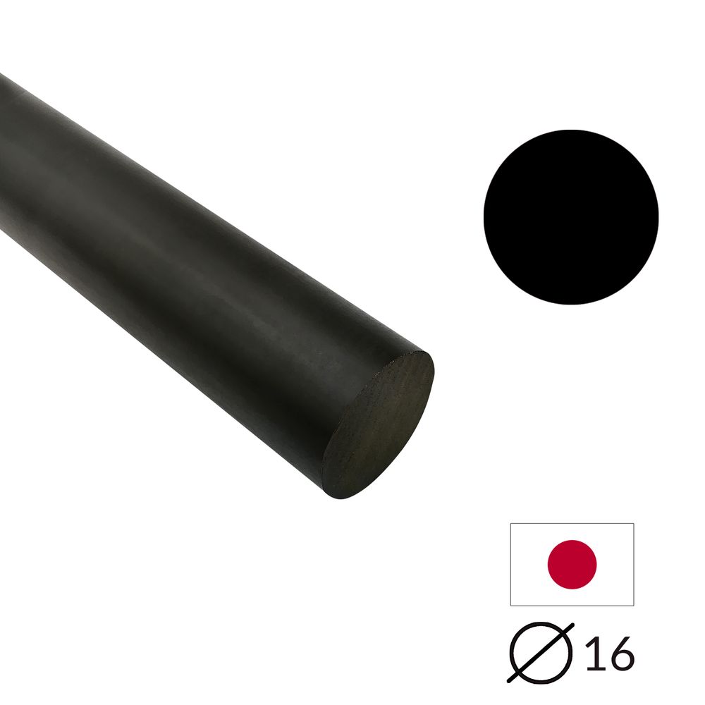 Ebonit-Stange - Ø16 - 25 cm - Roh - Schwarz - Pfeifenecke