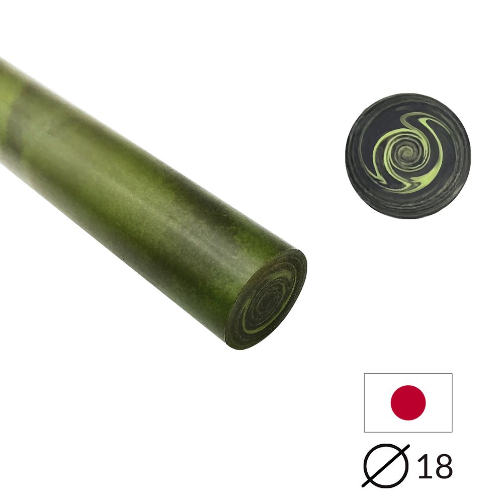 Ebonit-Stange - Ø18 - 25 cm - Geschliffen - Gelb-grün & schwarz - Pfeifenecke