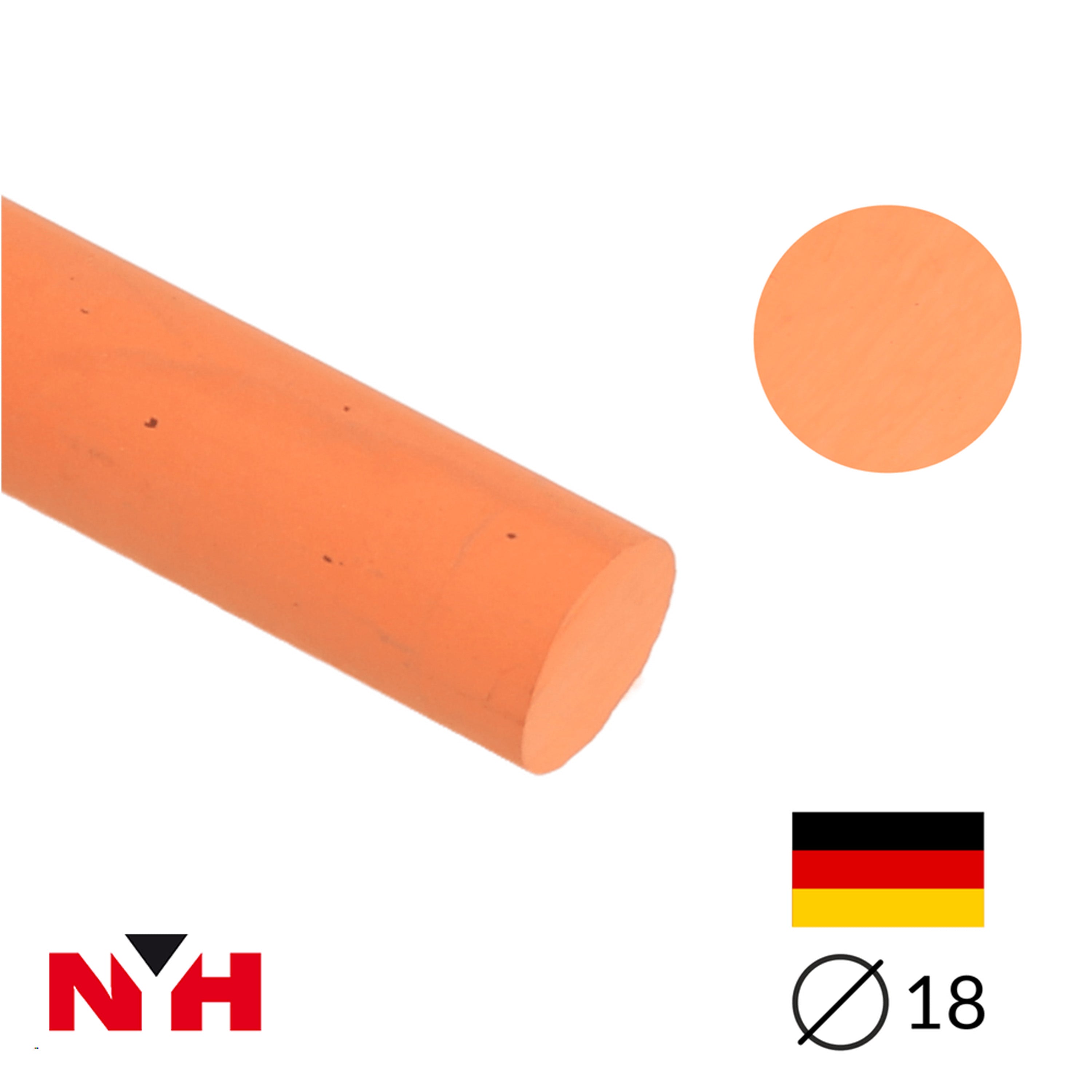 Ebonit-Stange - Ø18 - 25 cm - Geschliffen - Lachsorange - 2. Wahl - SONDERANGEBOT - Pfeifenecke