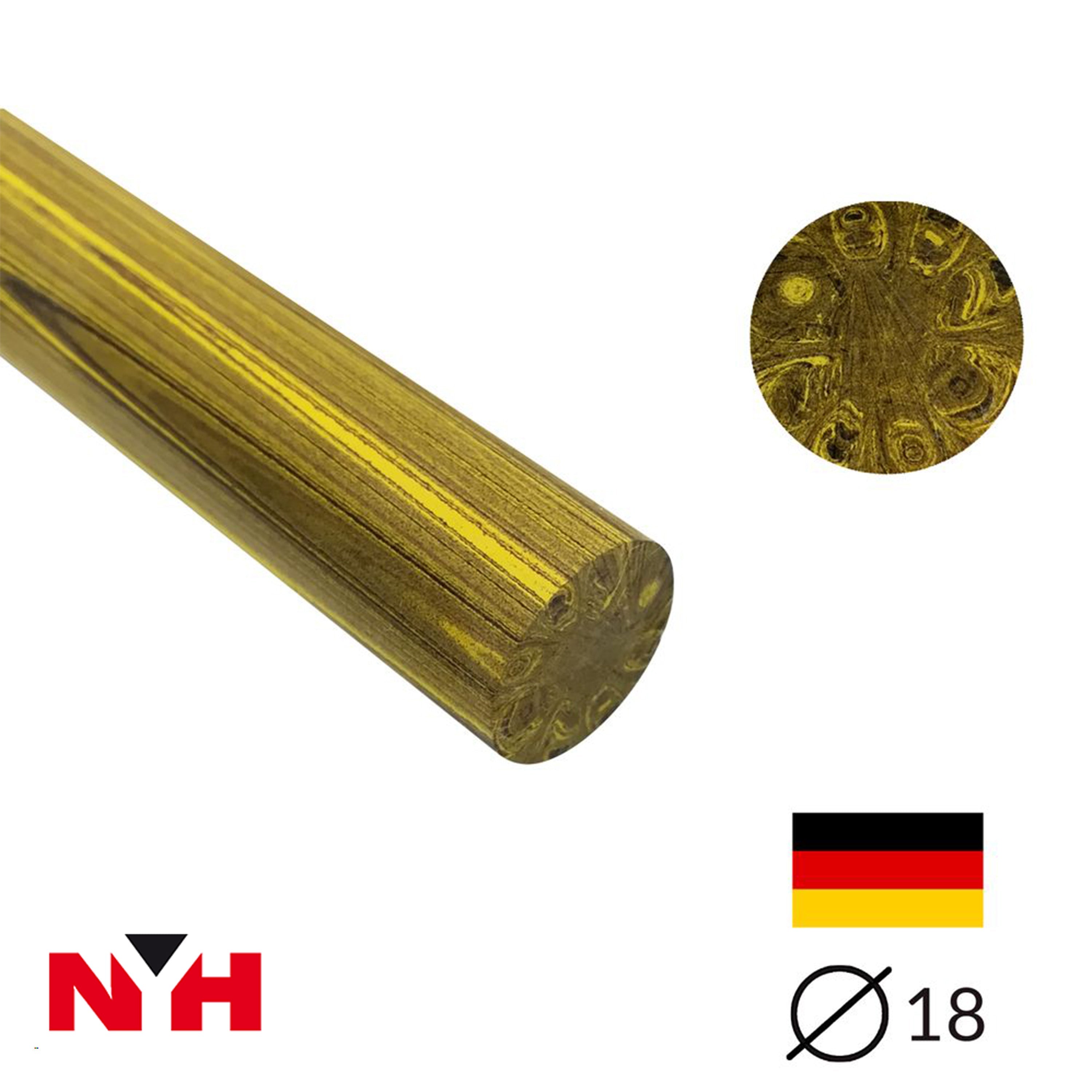 Ebonit-Stange - Ø18 - 25 cm - Geschliffen - Zitronengelb/Schwarz - Pfeifenecke