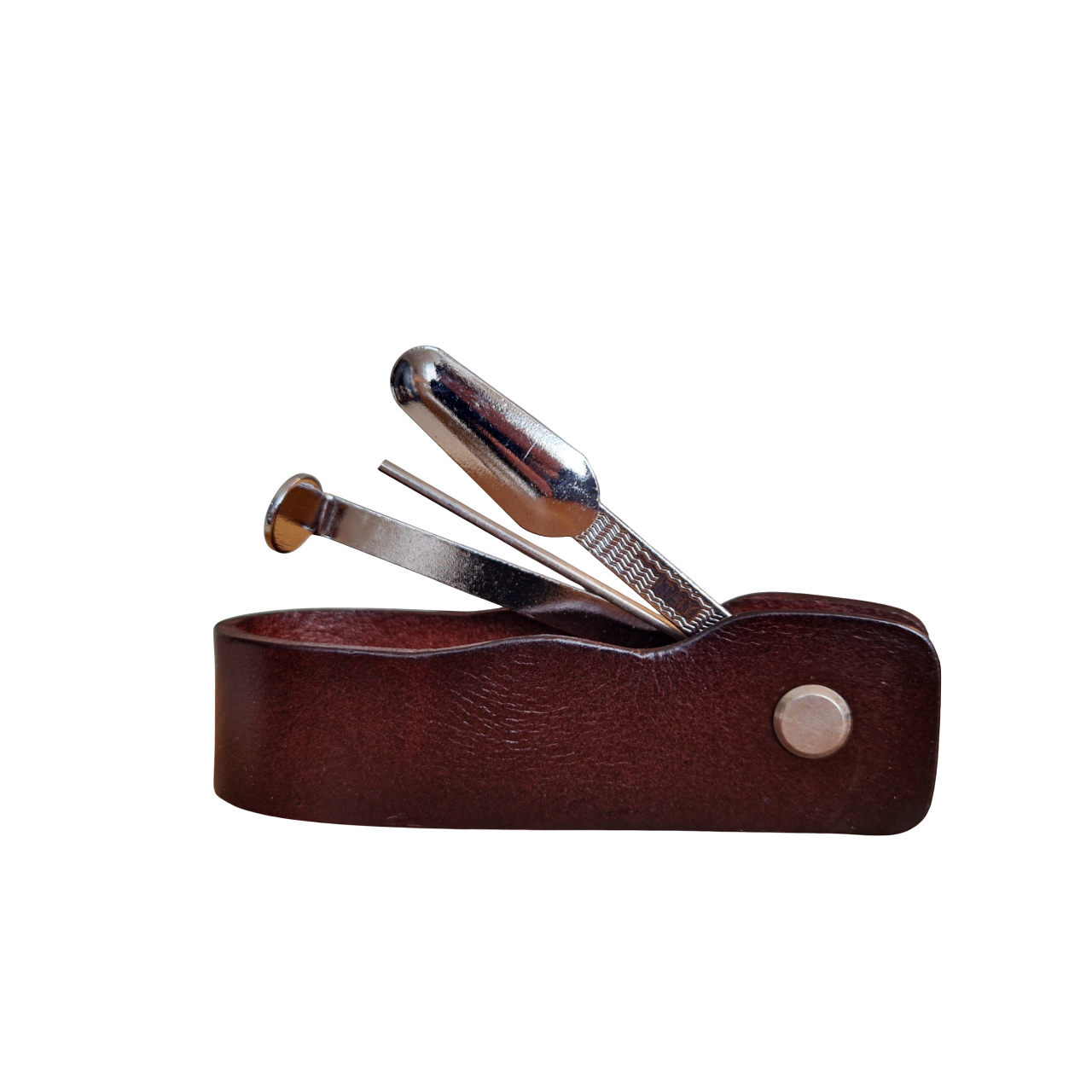 Elegante Pfeifenständer aus Leder – mit integriertem Pfeifenbesteck - Dunkelbraun - Pfeifenecke
