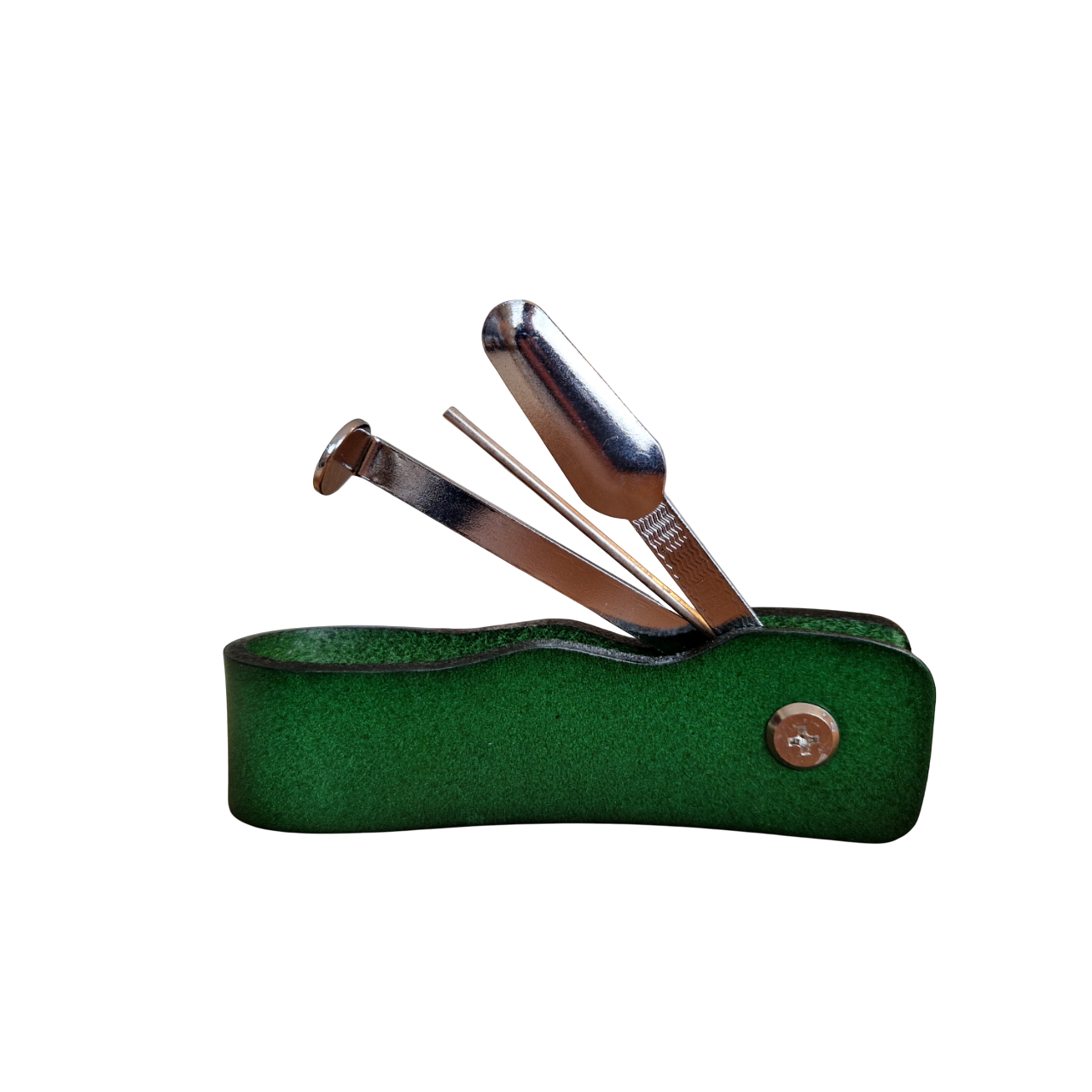 Elegante Pfeifenständer aus Leder – mit integriertem Pfeifenbesteck - Grün - Pfeifenecke