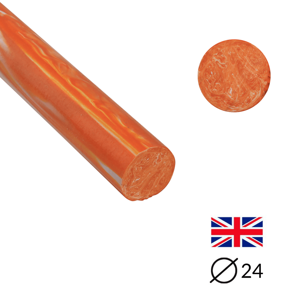 Handgussharz - Ø24 - 25 cm - Geschliffen - White & Orange - Pfeifenecke