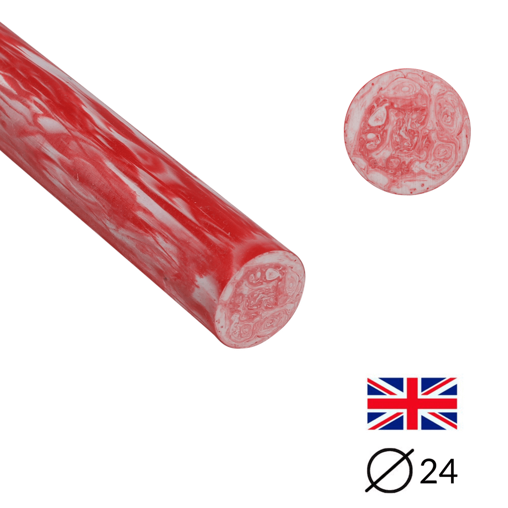 Handgussharz - Ø24 - 25 cm - Geschliffen - White & Red - Pfeifenecke