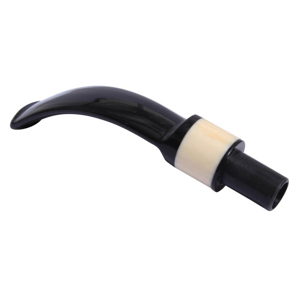 Mundstück Rohling - Bent - Ø16 - L73 - Acryl - Mit Zapfen - Ring - Schwarz - Pfeifenecke