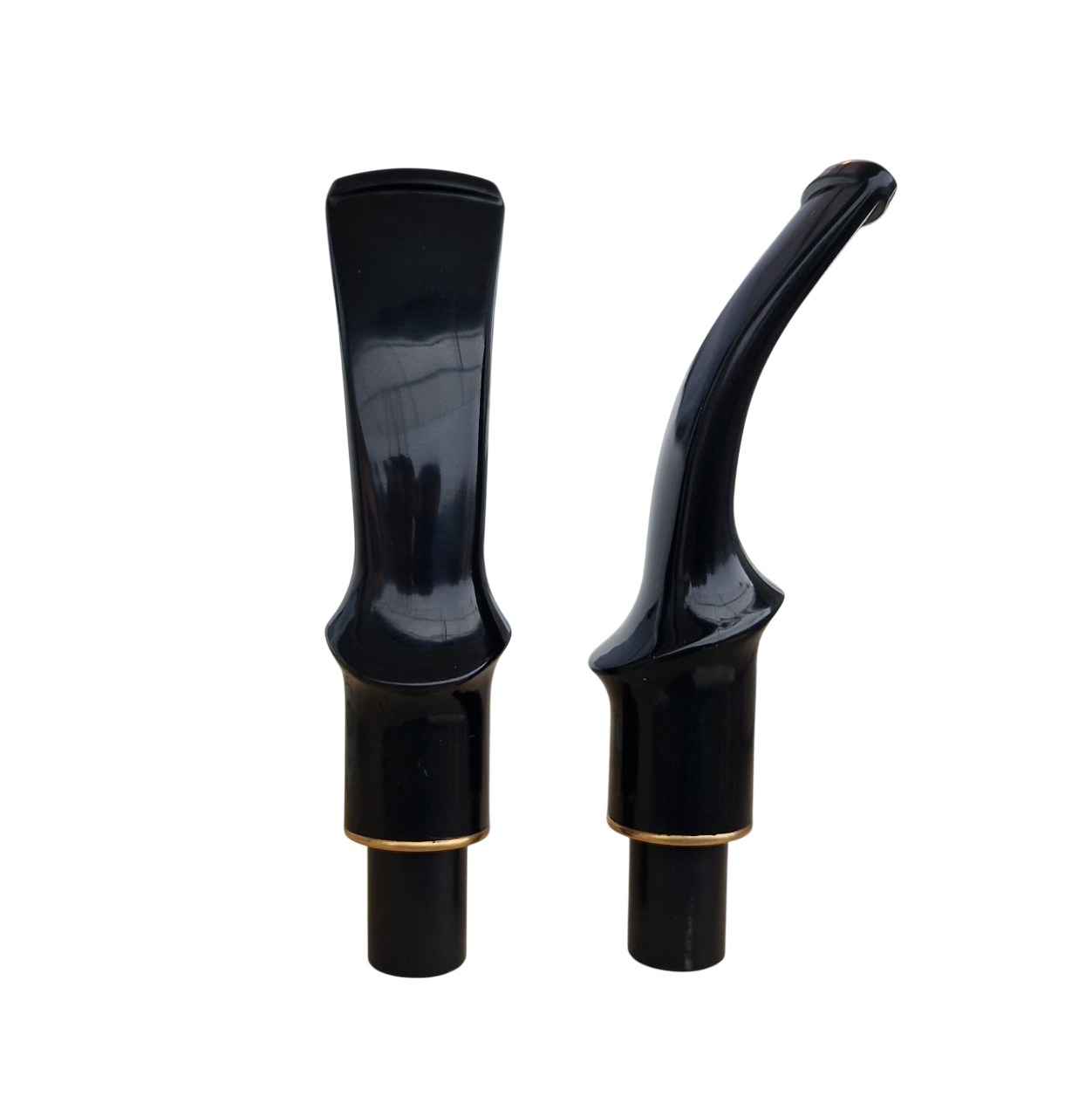 Mundstück Rohling - Gebogen - Ø15 - L70 - Acryl - Mit Zapfen - Bruyère-Ring - Schwarz - Pfeifenecke