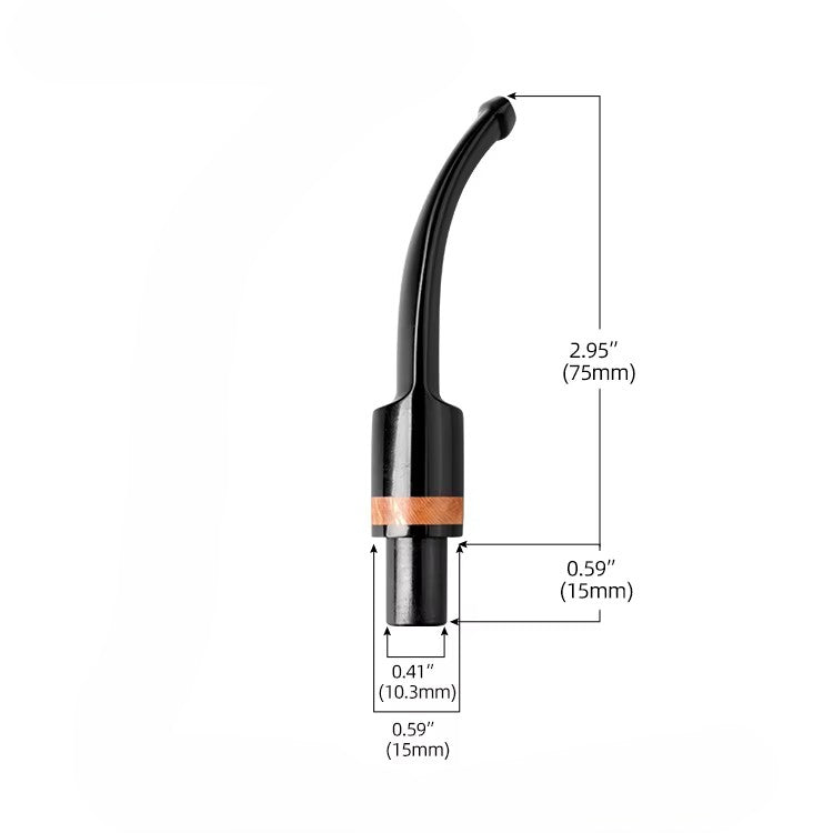 Mundstück Rohling - Gebogen - Ø15 - L75 - Acryl - Mit Zapfen - Bruyère-Ring - Schwarz - Pfeifenecke