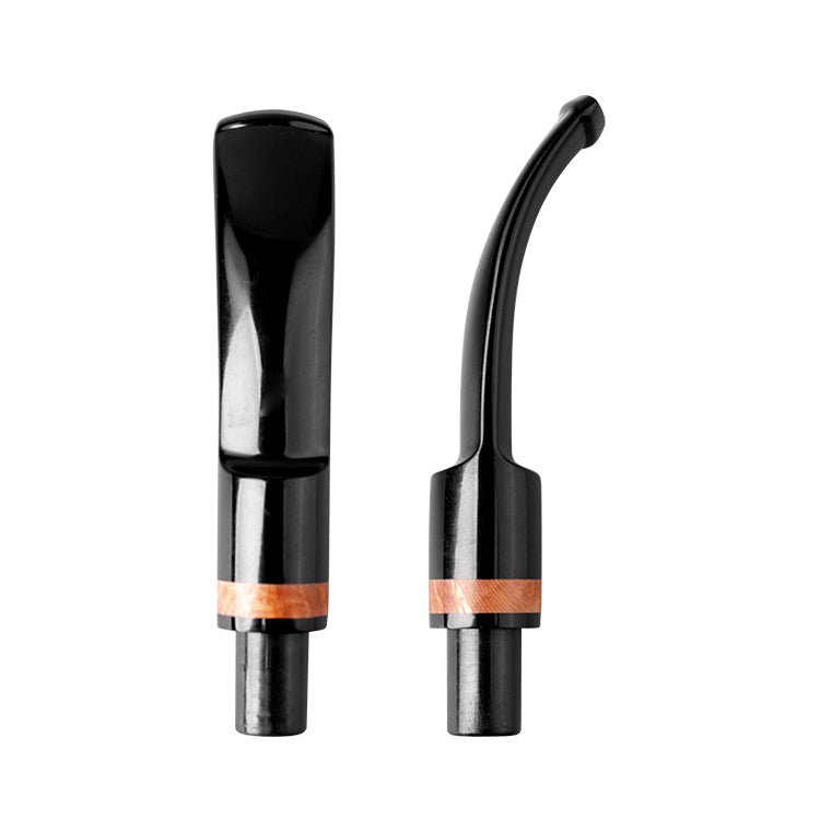 Mundstück Rohling - Gebogen - Ø15 - L75 - Acryl - Mit Zapfen - Bruyère-Ring - Schwarz - Pfeifenecke