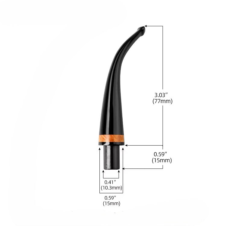 Mundstück Rohling - Gebogen - Ø15 - L77 - Acryl - Mit Zapfen - Bruyère-Ring - Schwarz - Pfeifenecke