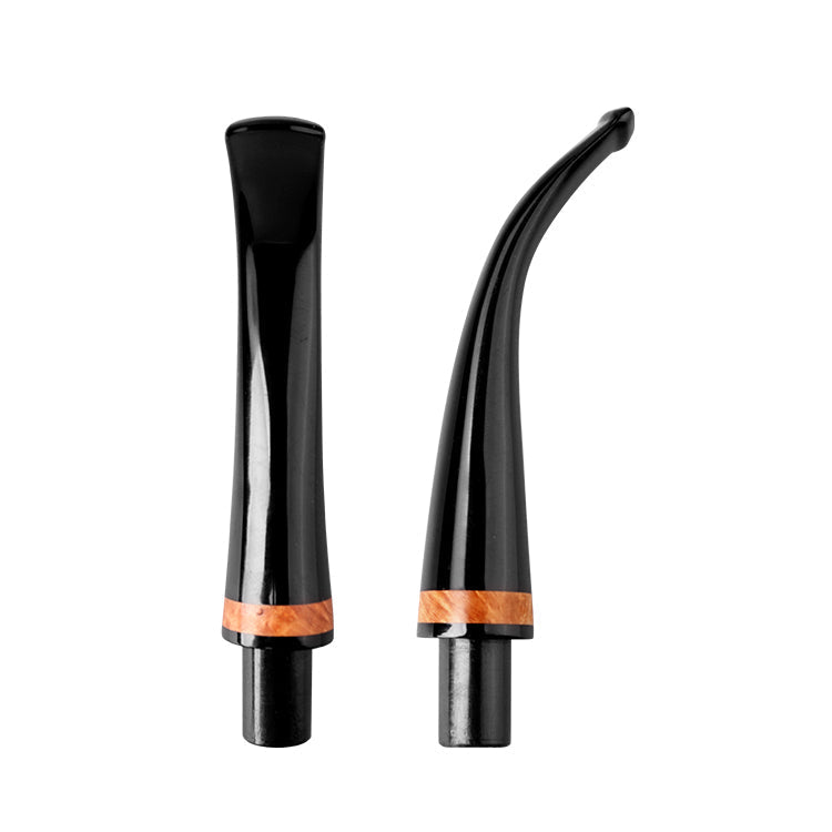 Mundstück Rohling - Gebogen - Ø15 - L77 - Acryl - Mit Zapfen - Bruyère-Ring - Schwarz - Pfeifenecke