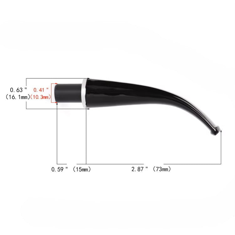 Mundstück Rohling - Gebogen - Ø16.1 - L73 - Acryl - Mit Zapfen - Ring - Schwarz - Pfeifenecke