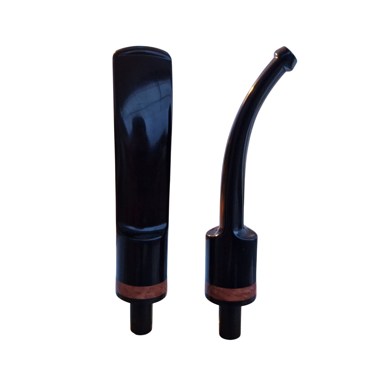 Mundstück Rohling - Gebogen - Ø16 - L75 - Acryl - Mit Zapfen - Bruyère-Ring - Schwarz - Pfeifenecke