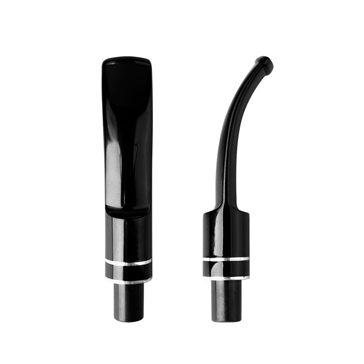 Mundstück Rohling - Gebogen - Ø16 - L75 - Acryl - Mit Zapfen - Ring - Schwarz - Pfeifenecke