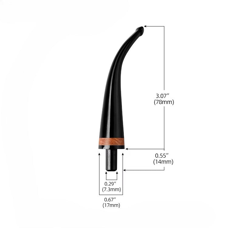 Mundstück Rohling - Gebogen - Ø17 - L78 - Acryl - Mit Zapfen - Bruyère-Ring - Schwarz - Pfeifenecke