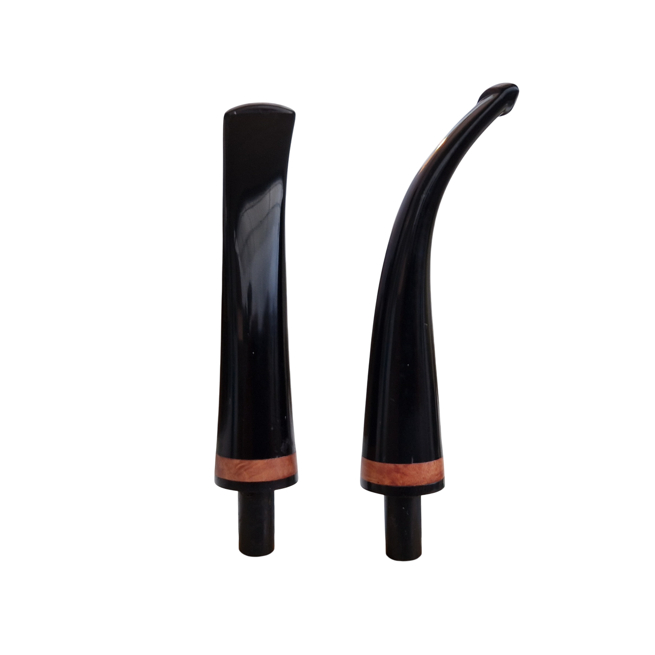 Mundstück Rohling - Gebogen - Ø17 - L78 - Acryl - Mit Zapfen - Bruyère-Ring - Schwarz - Pfeifenecke