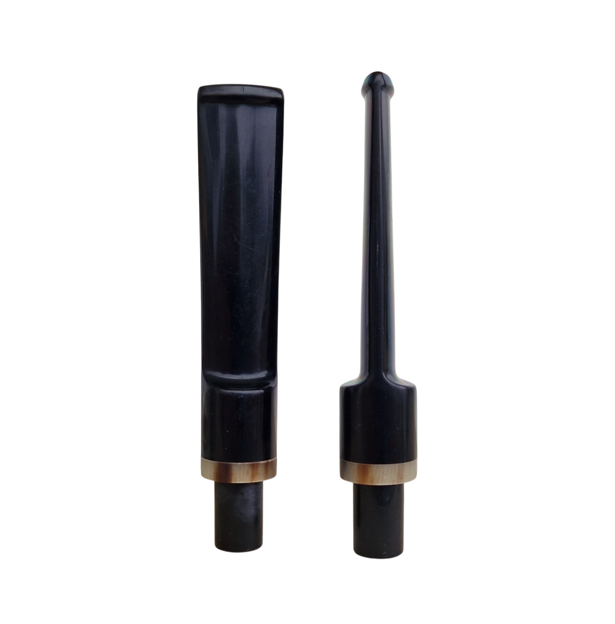 Mundstück Rohling - Gerade - Ø16 - L80 - Acryl - Mit Zapfen - Ring - Schwarz - Pfeifenecke