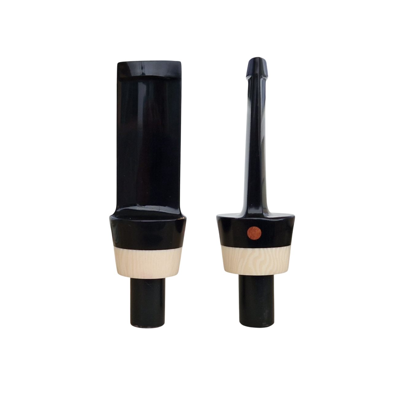 Mundstück Rohling - Gerade - Ø18 - L61 - Acryl - Mit Zapfen - Ring - Schwarz - Pfeifenecke