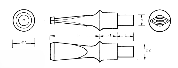 Mundstück Rohling - Ø 21,5 / 15,5- L 50/16 - Ebonit - Pfeifenecke