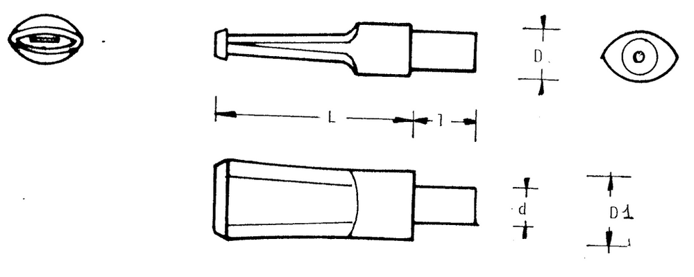 Mundstück Rohling - Ø12/16,5 - L46.5 - Ebonit - Pfeifenecke