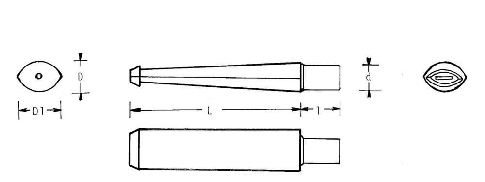 Mundstück Rohling - Ø13.5-19.5 - L75.5 - Ebonit - Pfeifenecke