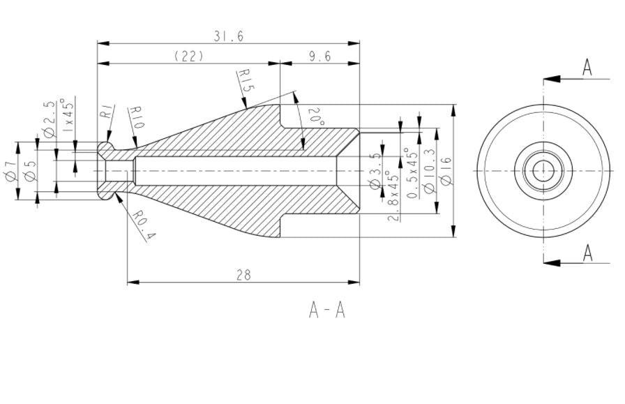 Mundstück Rohling - Ø16 - L22 - Acryl - Mit Zapfen - Horn C4 - Pfeifenecke