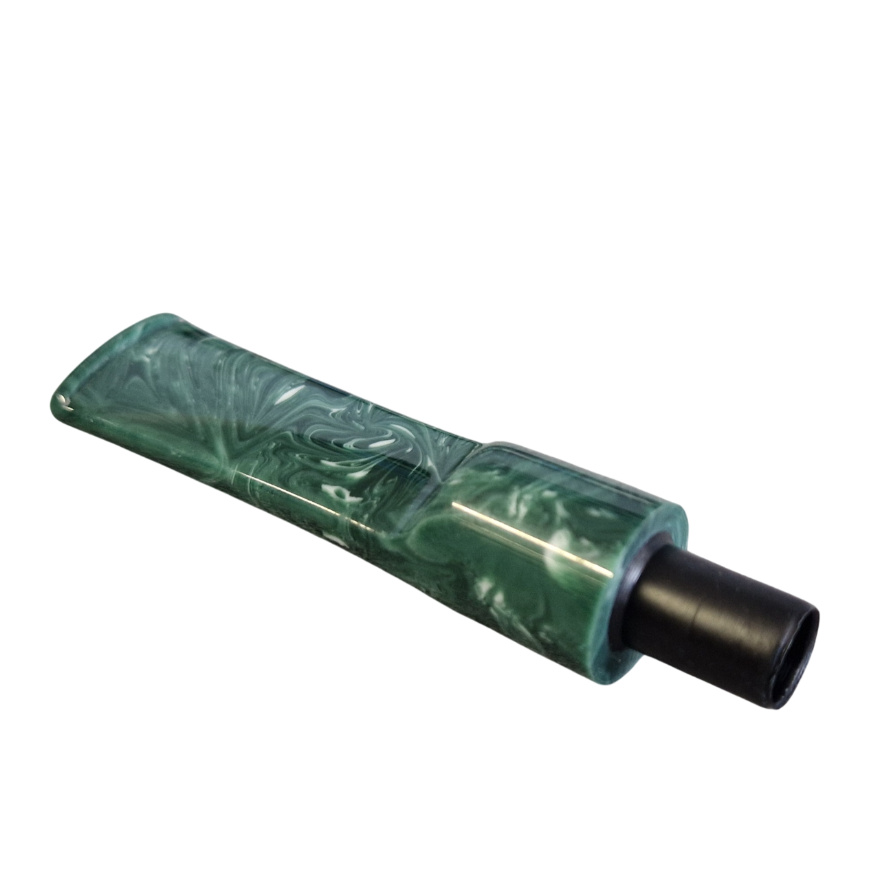 Mundstück Rohling - Ø18 - L75 - Acryl - Mit 10.5 mm Zapfen - Malachite - Pfeifenecke