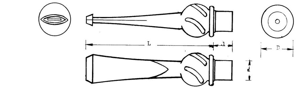 Mundstück Rohling - Ø20 - L79.5 - Ebonit - Pfeifenecke