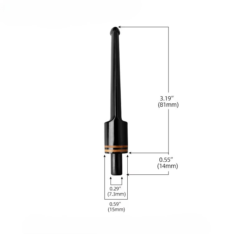 Mundstück Rohling - Straight - Ø15 - L81 - Acryl - Mit Zapfen - Bruyère-Ring - Schwarz - Pfeifenecke