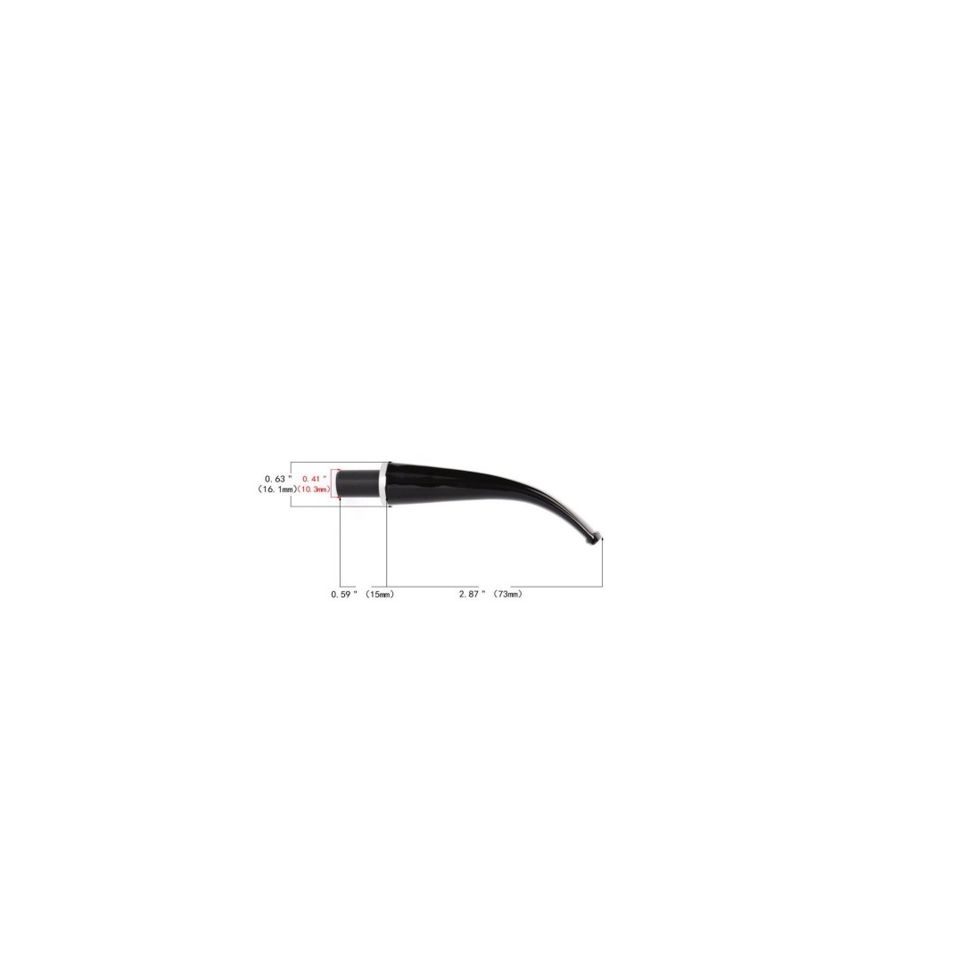 Mundstück Rohling - Straight - Ø16.1 - L73 - Acryl - Mit Zapfen - Ring - Schwarz - Pfeifenecke