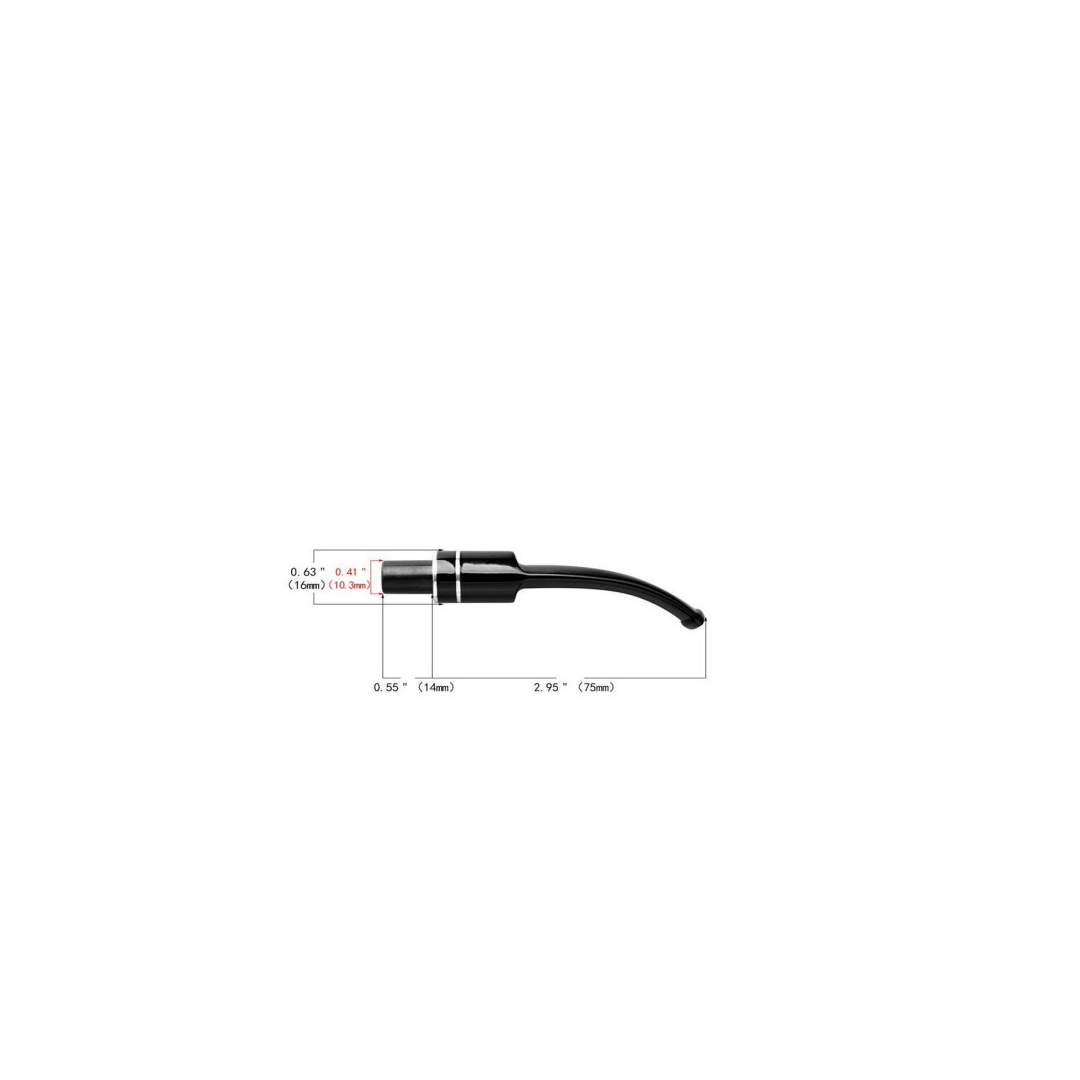 Mundstück Rohling - Straight - Ø16 - L75 - Acryl - Mit Zapfen - Ring - Schwarz - Pfeifenecke