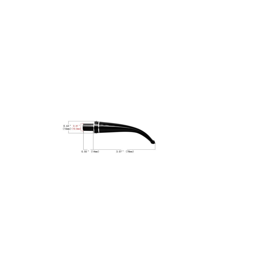 Mundstück Rohling - Straight - Ø16 - L78 - Acryl - Mit Zapfen - Ring - Schwarz - Pfeifenecke